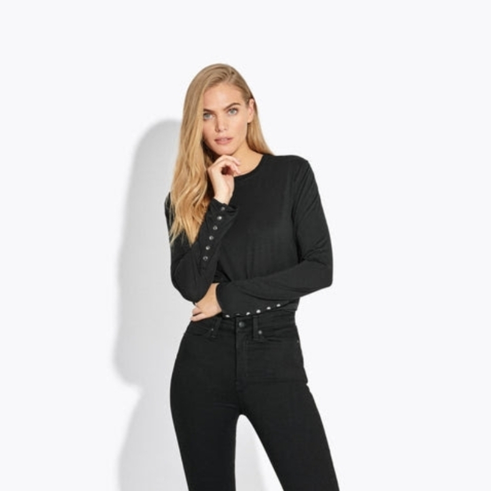 AYR The Scaffold Long Sleeved Black Crew Neck Tee